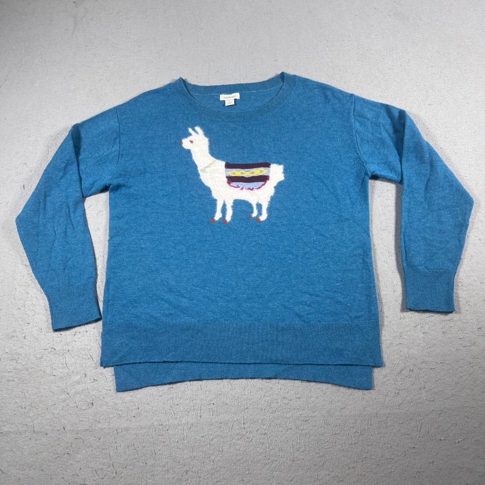 Sundance‎ Sweater Women Small Blue Llama Alpaca Wool Blend Crewneck Pullover